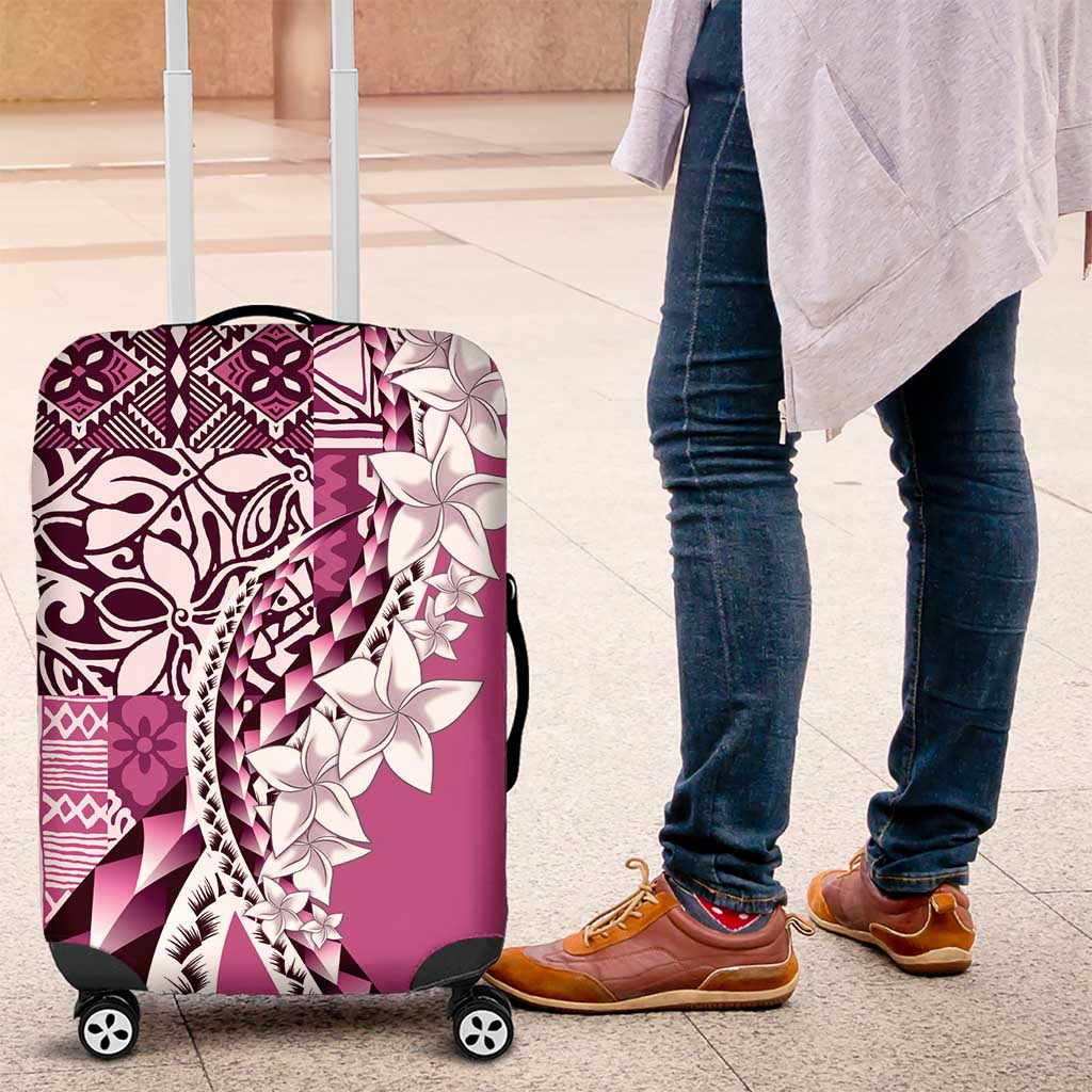 Aloha Vintage Plumeria Hawaiian Tapa Pattern Luggage Cover Pink Hawaiian Tapa Pattern - Polynesian Pride
