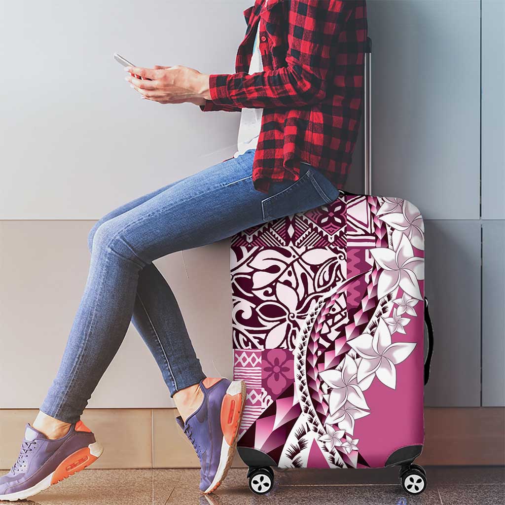 Aloha Vintage Plumeria Hawaiian Tapa Pattern Luggage Cover Pink Hawaiian Tapa Pattern - Polynesian Pride