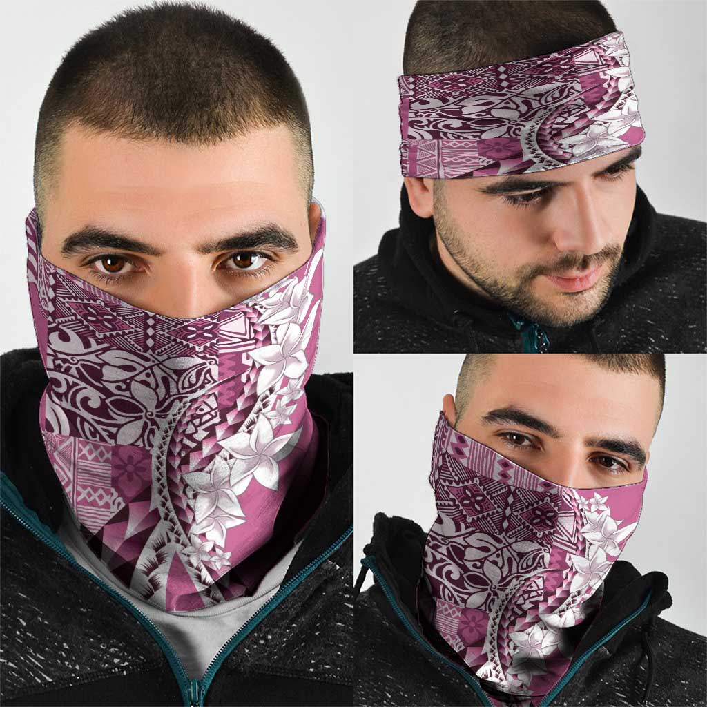 Aloha Vintage Plumeria Hawaiian Tapa Pattern Neck Gaiter Pink Hawaiian Tapa Pattern - Polynesian Pride
