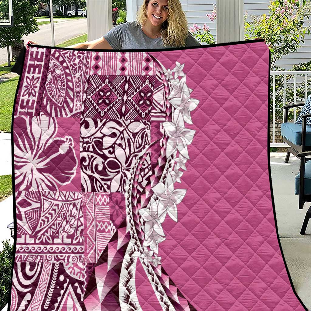 Aloha Vintage Plumeria Hawaiian Tapa Pattern Quilt Pink Hawaiian Tapa Pattern - Polynesian Pride