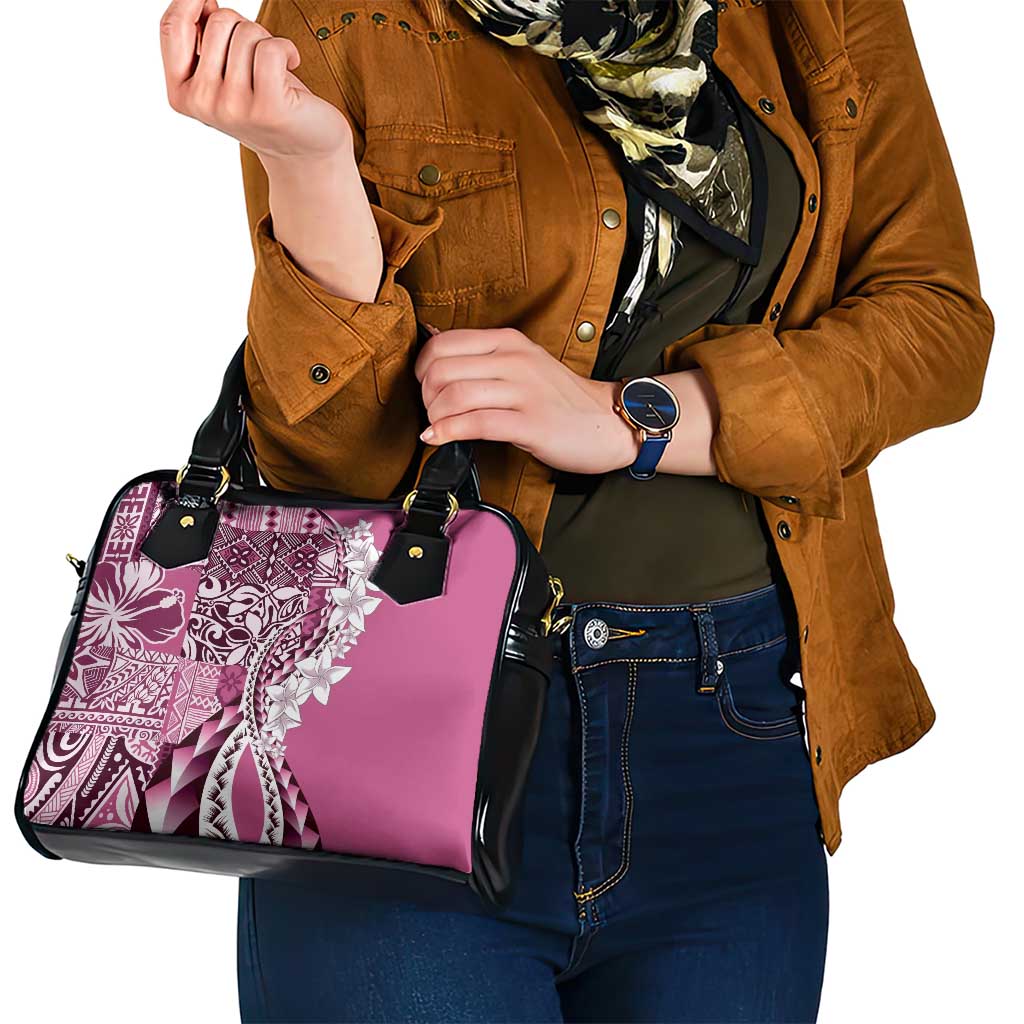 Aloha Vintage Plumeria Hawaiian Tapa Pattern Shoulder Handbag Pink Hawaiian Tapa Pattern - Polynesian Pride