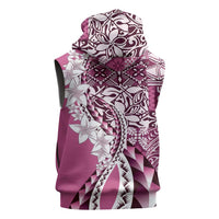 Aloha Vintage Plumeria Hawaiian Tapa Pattern Sleeveless Zip Hoodie Pink Hawaiian Tapa Pattern LT9