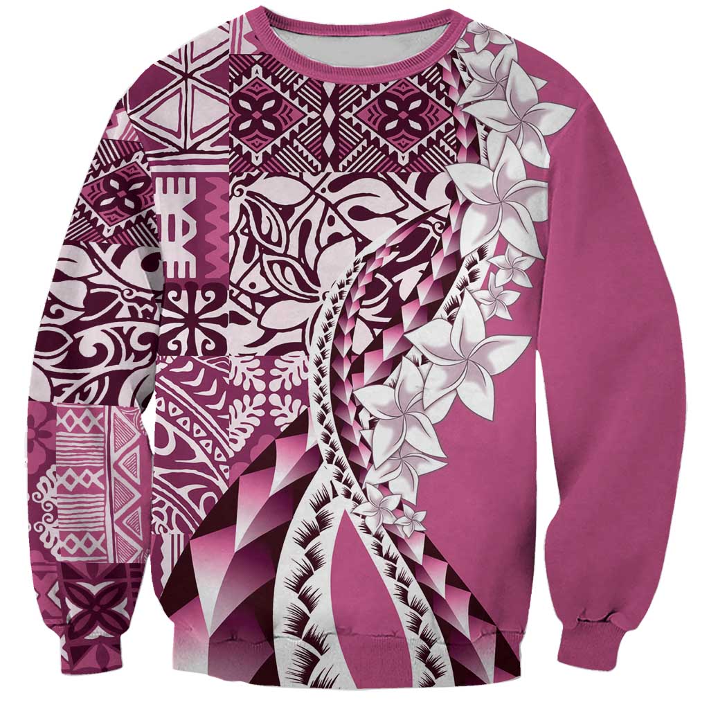 Aloha Vintage Plumeria Hawaiian Tapa Pattern Sweatshirt Pink Hawaiian Tapa Pattern - Polynesian Pride