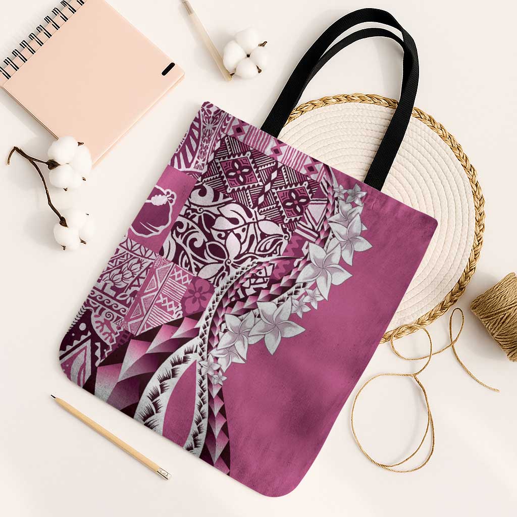Aloha Vintage Plumeria Hawaiian Tapa Pattern Tote Bag Pink Hawaiian Tapa Pattern - Polynesian Pride