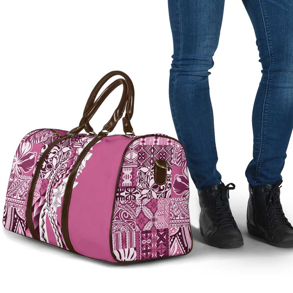 Aloha Vintage Plumeria Hawaiian Tapa Pattern Travel Bag Pink Hawaiian Tapa Pattern - Polynesian Pride