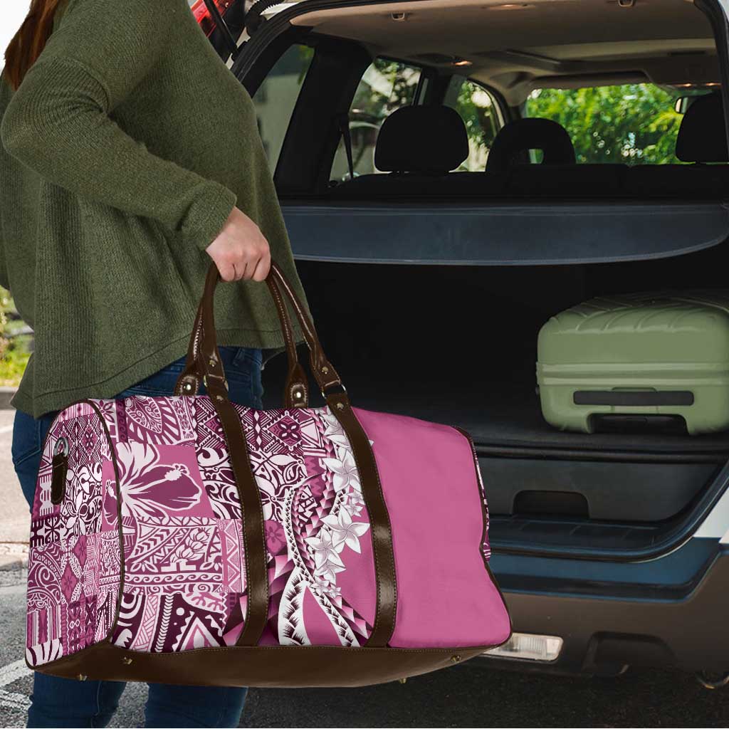 Aloha Vintage Plumeria Hawaiian Tapa Pattern Travel Bag Pink Hawaiian Tapa Pattern - Polynesian Pride
