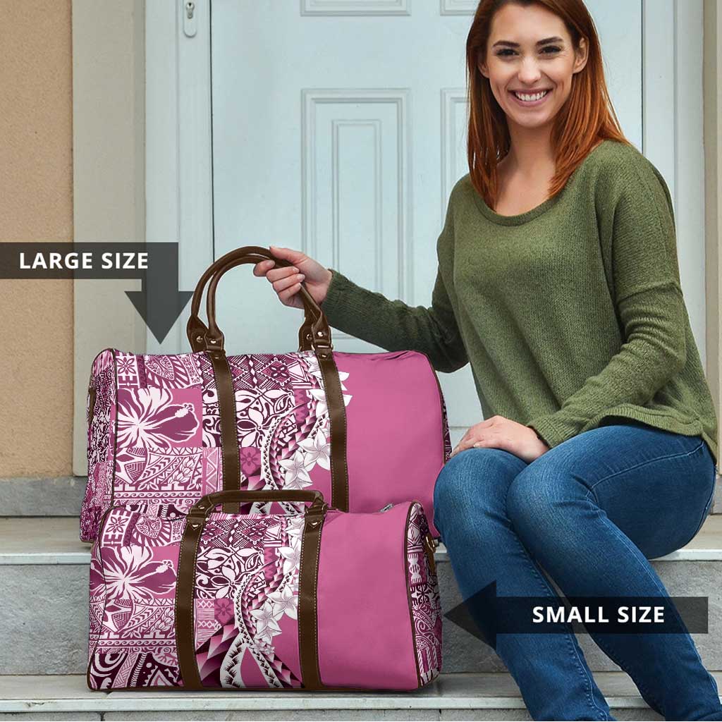 Aloha Vintage Plumeria Hawaiian Tapa Pattern Travel Bag Pink Hawaiian Tapa Pattern - Polynesian Pride