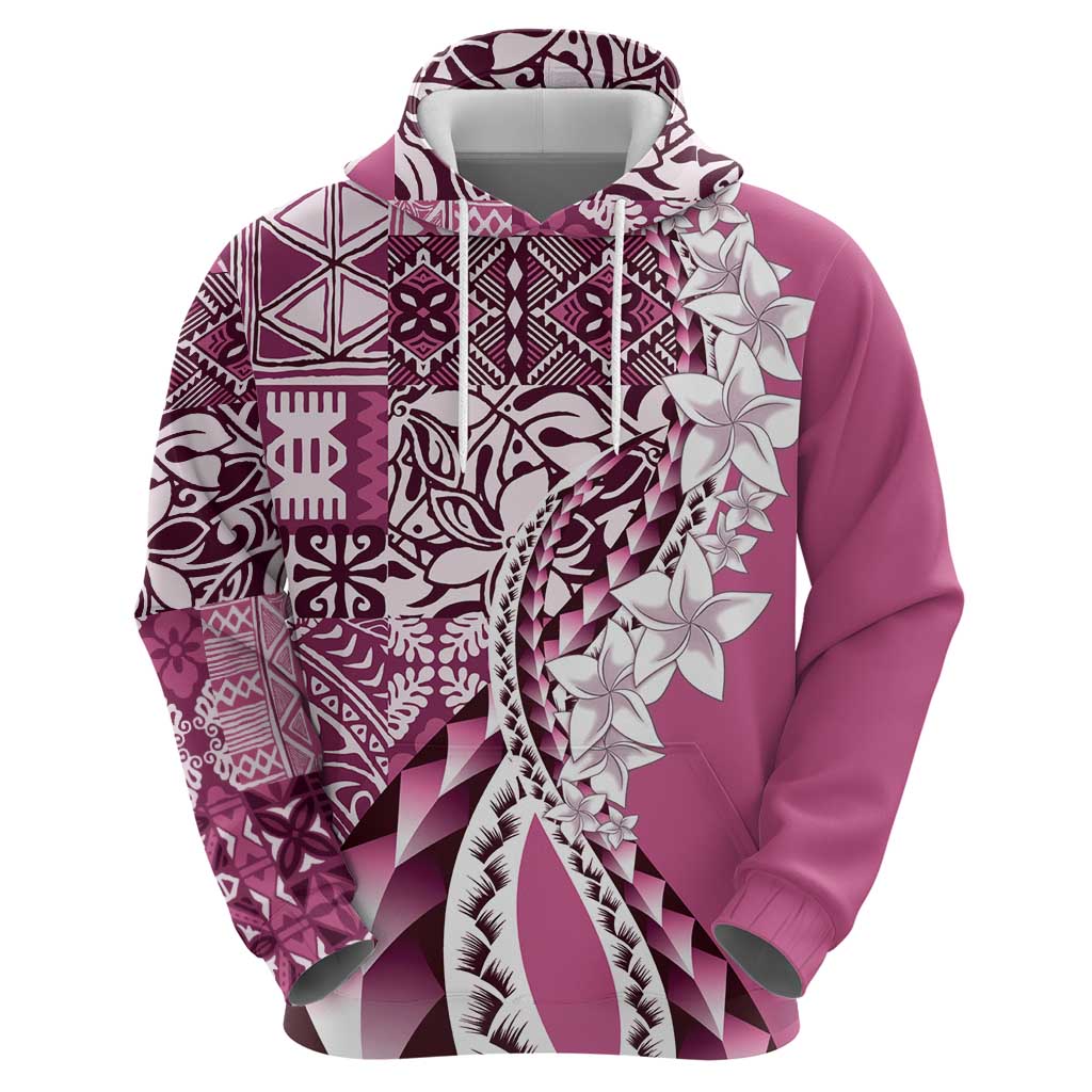 Aloha Vintage Plumeria Hawaiian Tapa Pattern Zip Hoodie Pink Hawaiian Tapa Pattern - Polynesian Pride