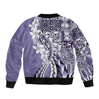 Aloha Vintage Plumeria Hawaiian Tapa Pattern Bomber Jacket Purple Hawaiian Tapa Pattern LT9 - Polynesian Pride
