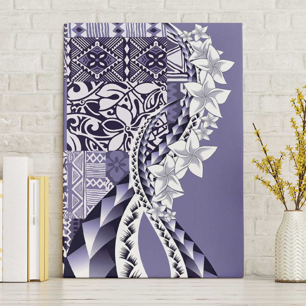 Aloha Vintage Plumeria Hawaiian Tapa Pattern Canvas Wall Art Purple Hawaiian Tapa Pattern - Polynesian Pride
