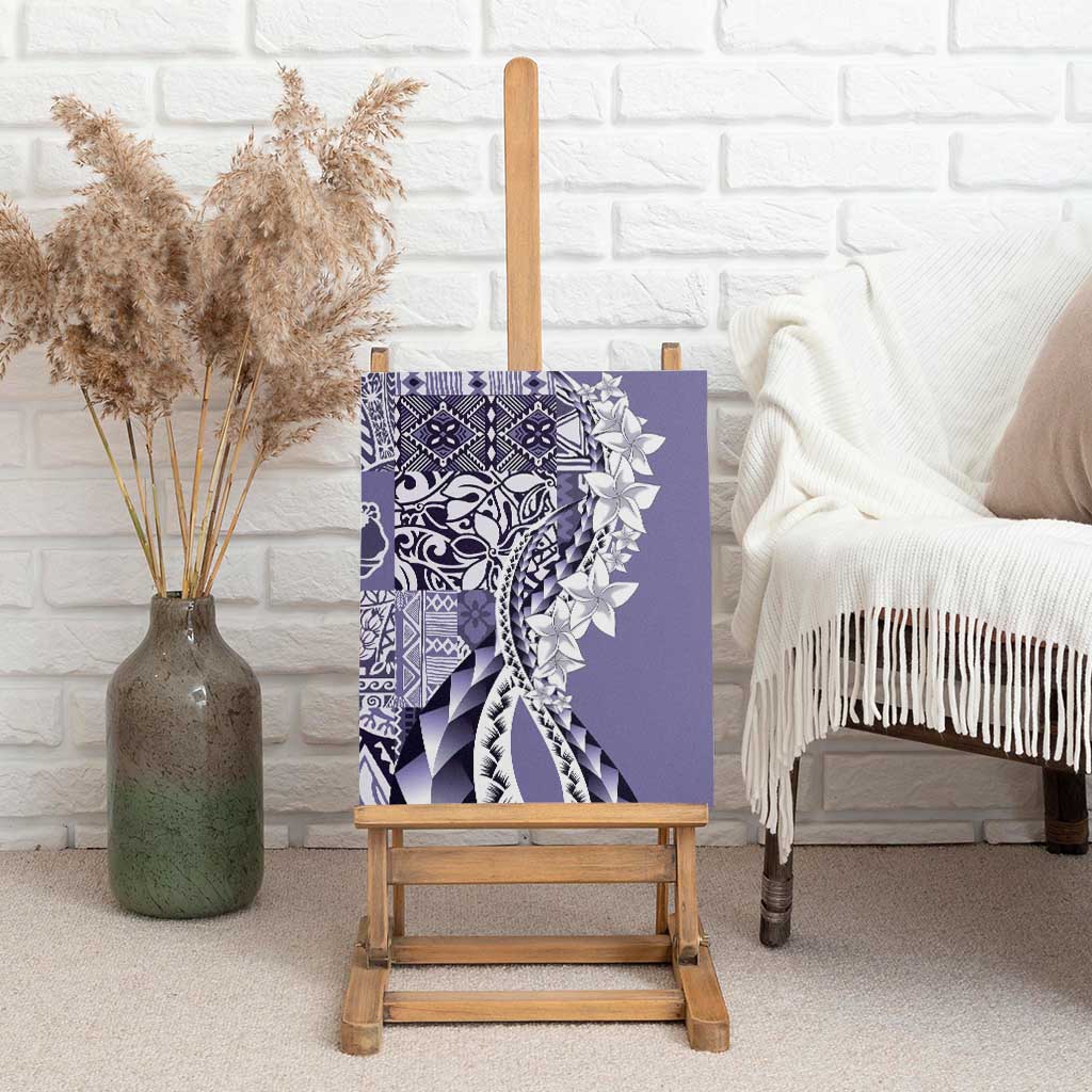 Aloha Vintage Plumeria Hawaiian Tapa Pattern Canvas Wall Art Purple Hawaiian Tapa Pattern - Polynesian Pride
