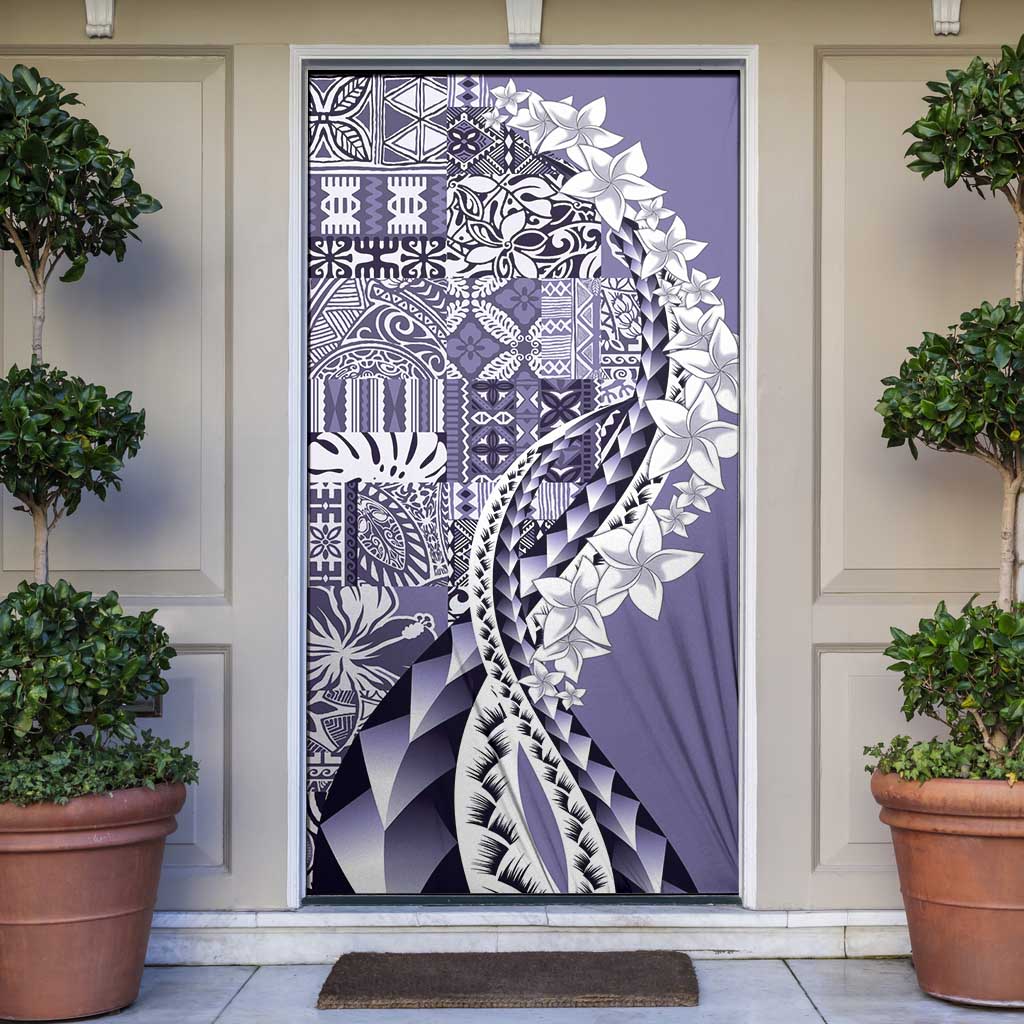 Aloha Vintage Plumeria Hawaiian Tapa Pattern Door Cover Purple Hawaiian Tapa Pattern - Polynesian Pride