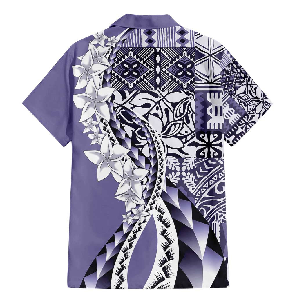 Aloha Vintage Plumeria Hawaiian Tapa Pattern Family Matching Mermaid Dress and Hawaiian Shirt Purple Hawaiian Tapa Pattern LT9 - Polynesian Pride