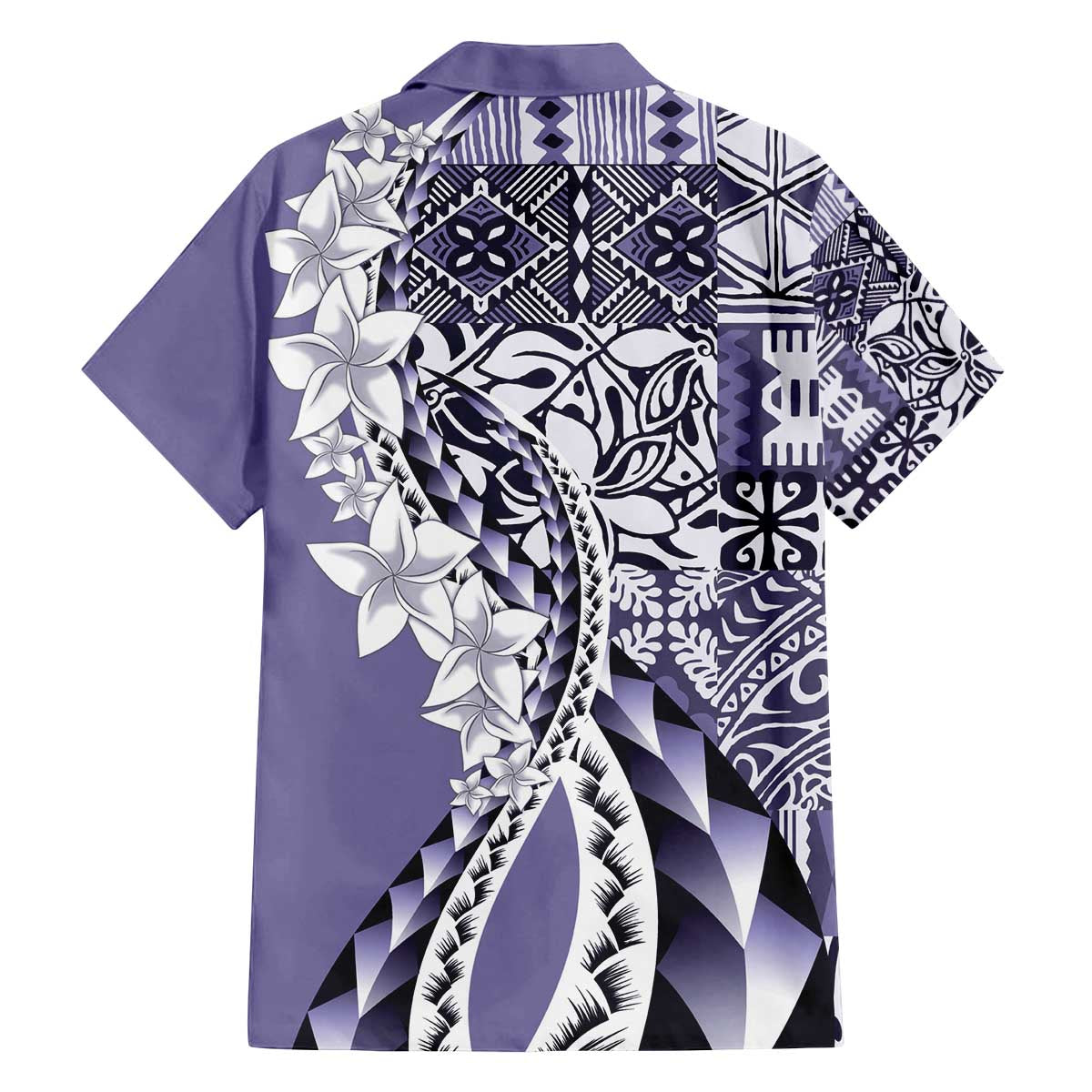 Aloha Vintage Plumeria Hawaiian Tapa Pattern Family Matching Off The Shoulder Long Sleeve Dress and Hawaiian Shirt Purple Hawaiian Tapa Pattern LT9 - Polynesian Pride