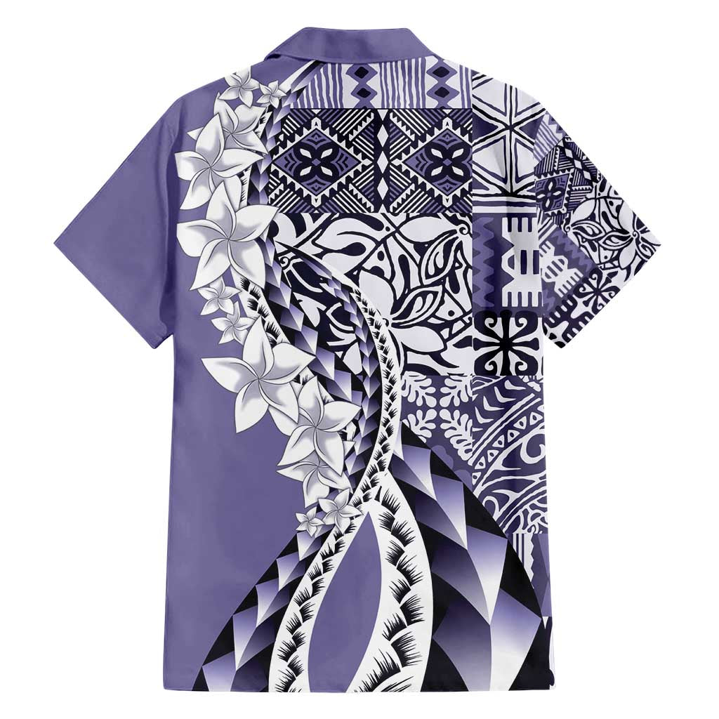 Aloha Vintage Plumeria Hawaiian Tapa Pattern Family Matching Short Sleeve Bodycon Dress and Hawaiian Shirt Purple Hawaiian Tapa Pattern LT9 - Polynesian Pride