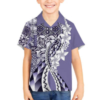 Aloha Vintage Plumeria Hawaiian Tapa Pattern Family Matching Summer Maxi Dress and Hawaiian Shirt Purple Hawaiian Tapa Pattern LT9 Son's Shirt Purple - Polynesian Pride