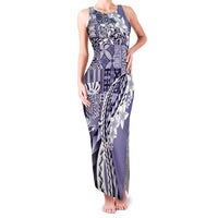 Aloha Vintage Plumeria Hawaiian Tapa Pattern Family Matching Tank Maxi Dress and Hawaiian Shirt Purple Hawaiian Tapa Pattern LT9 Mom's Dress Purple - Polynesian Pride