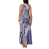 Aloha Vintage Plumeria Hawaiian Tapa Pattern Family Matching Tank Maxi Dress and Hawaiian Shirt Purple Hawaiian Tapa Pattern LT9 - Polynesian Pride