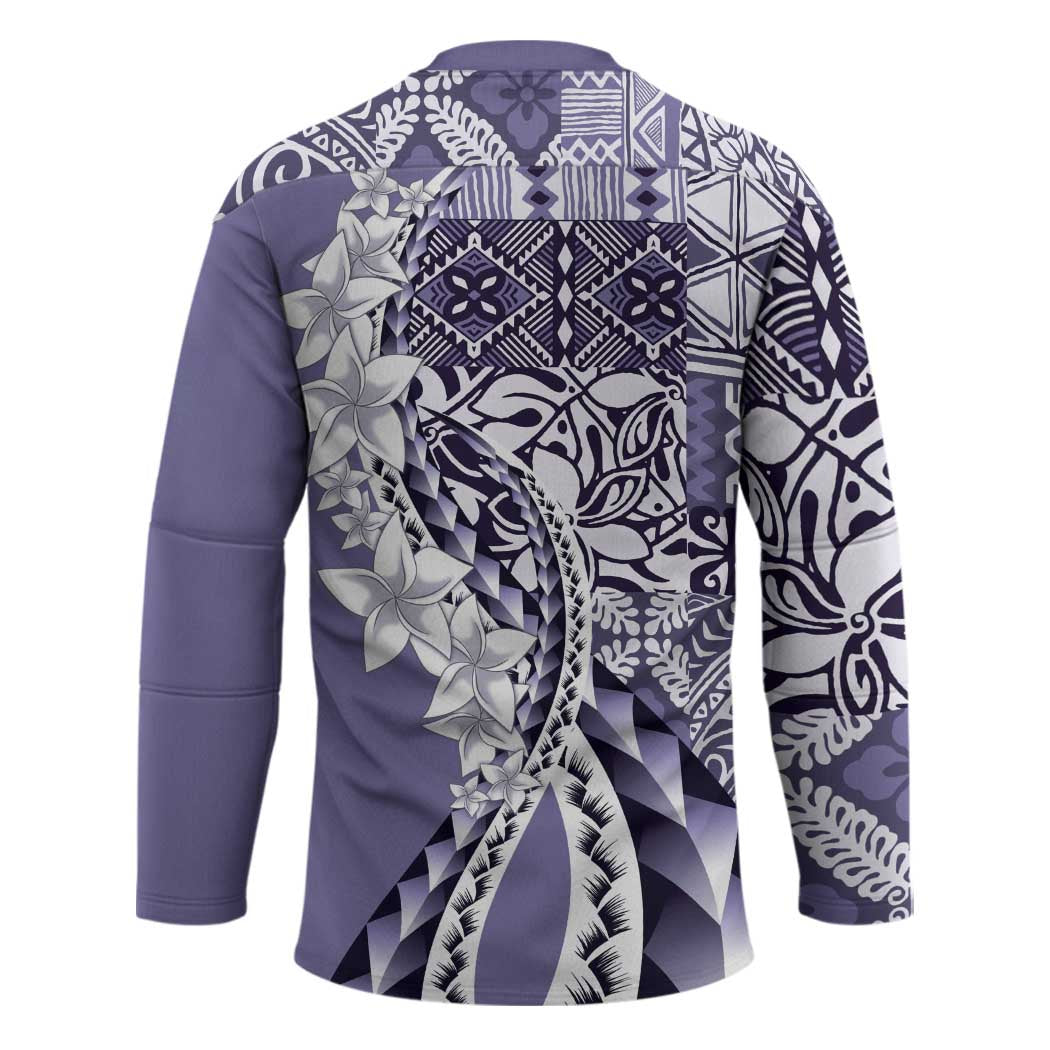 Aloha Vintage Plumeria Hawaiian Tapa Pattern Hockey Jersey Purple Hawaiian Tapa Pattern - Polynesian Pride