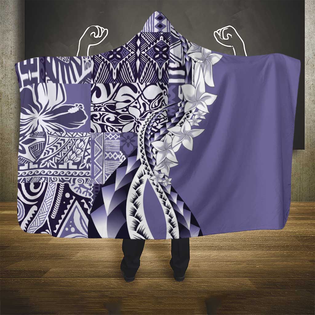 Aloha Vintage Plumeria Hawaiian Tapa Pattern Hooded Blanket Purple Hawaiian Tapa Pattern LT9 - Polynesian Pride
