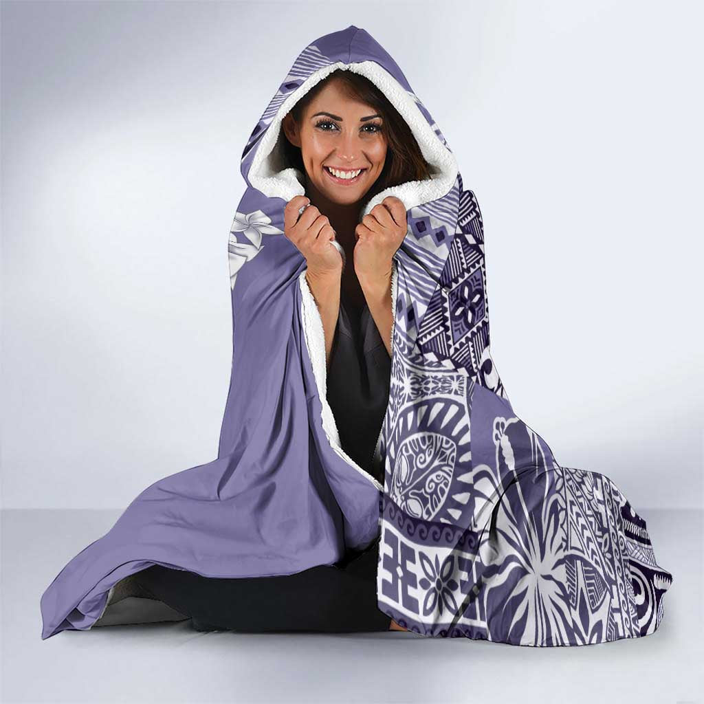 Aloha Vintage Plumeria Hawaiian Tapa Pattern Hooded Blanket Purple Hawaiian Tapa Pattern LT9 - Polynesian Pride