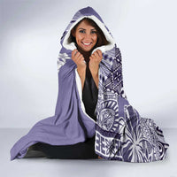 Aloha Vintage Plumeria Hawaiian Tapa Pattern Hooded Blanket Purple Hawaiian Tapa Pattern LT9 - Polynesian Pride