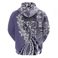 Aloha Vintage Plumeria Hawaiian Tapa Pattern Hoodie Purple Hawaiian Tapa Pattern - Polynesian Pride