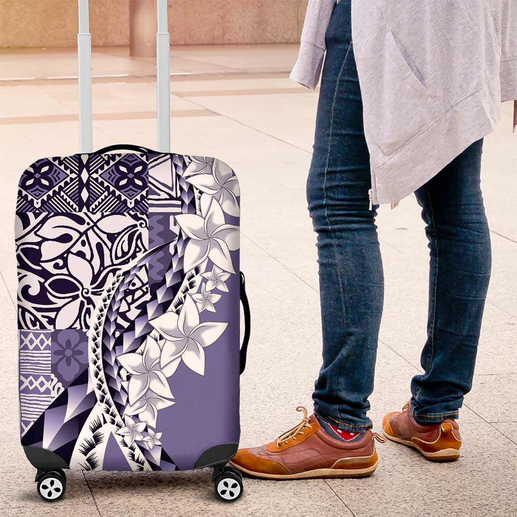 Aloha Vintage Plumeria Hawaiian Tapa Pattern Luggage Cover Purple Hawaiian Tapa Pattern - Polynesian Pride