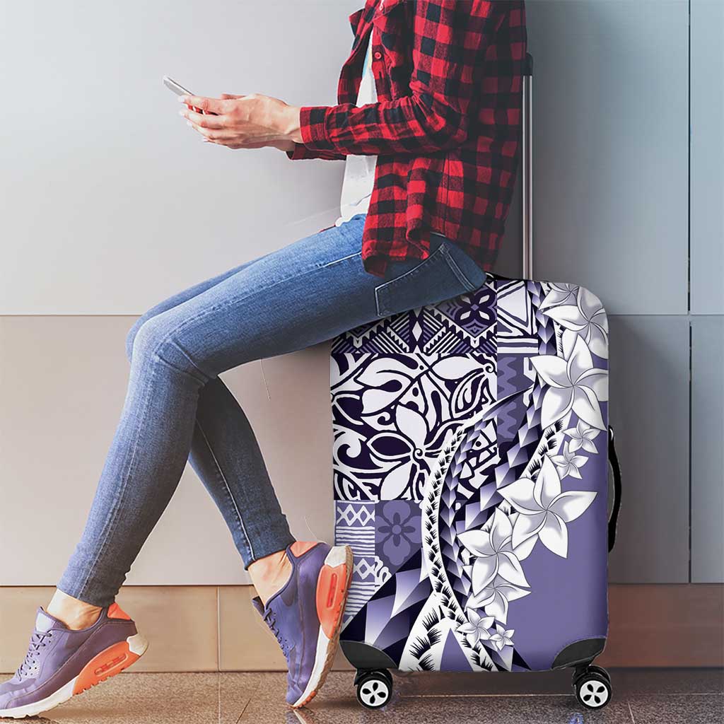 Aloha Vintage Plumeria Hawaiian Tapa Pattern Luggage Cover Purple Hawaiian Tapa Pattern - Polynesian Pride