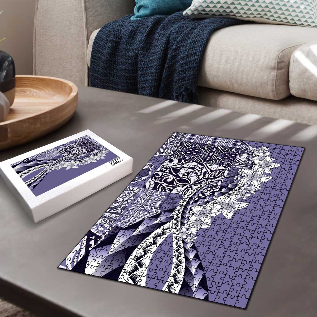 Aloha Vintage Plumeria Hawaiian Tapa Pattern Puzzle Purple Hawaiian Tapa Pattern - Polynesian Pride