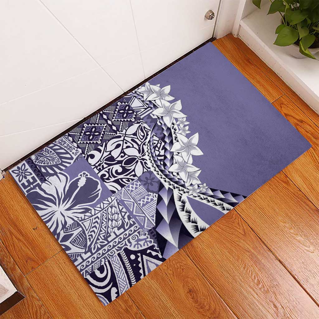 Aloha Vintage Plumeria Hawaiian Tapa Pattern Rubber Doormat Purple Hawaiian Tapa Pattern - Polynesian Pride