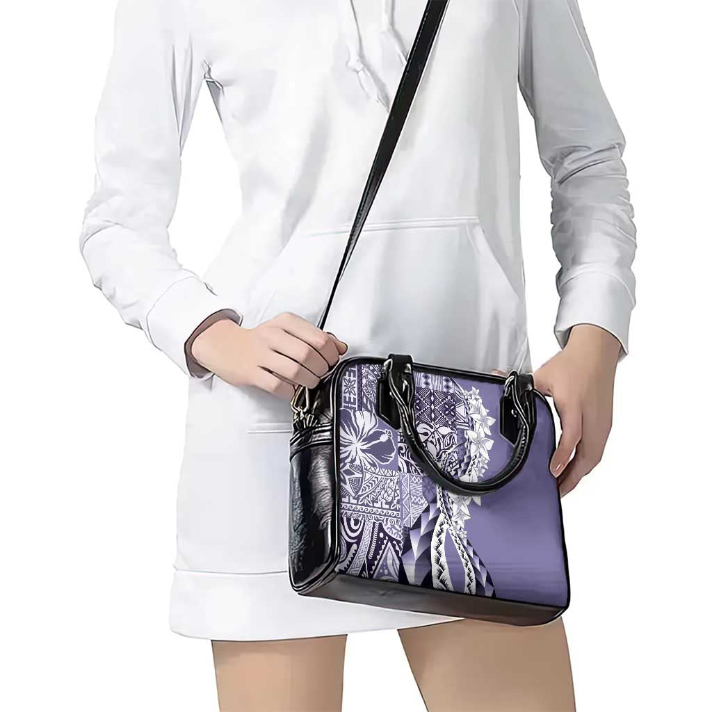 Aloha Vintage Plumeria Hawaiian Tapa Pattern Shoulder Handbag Purple Hawaiian Tapa Pattern - Polynesian Pride