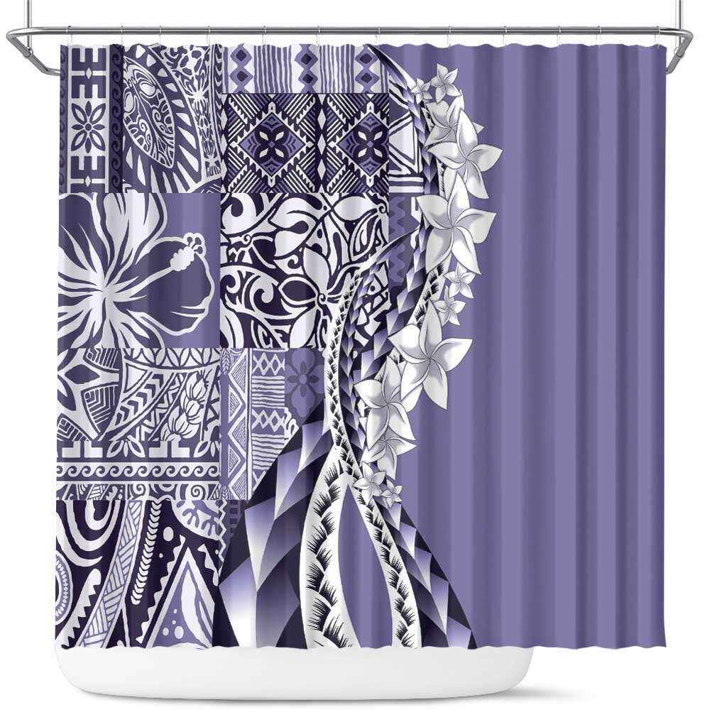 Aloha Vintage Plumeria Hawaiian Tapa Pattern Shower Curtain Purple Hawaiian Tapa Pattern - Polynesian Pride