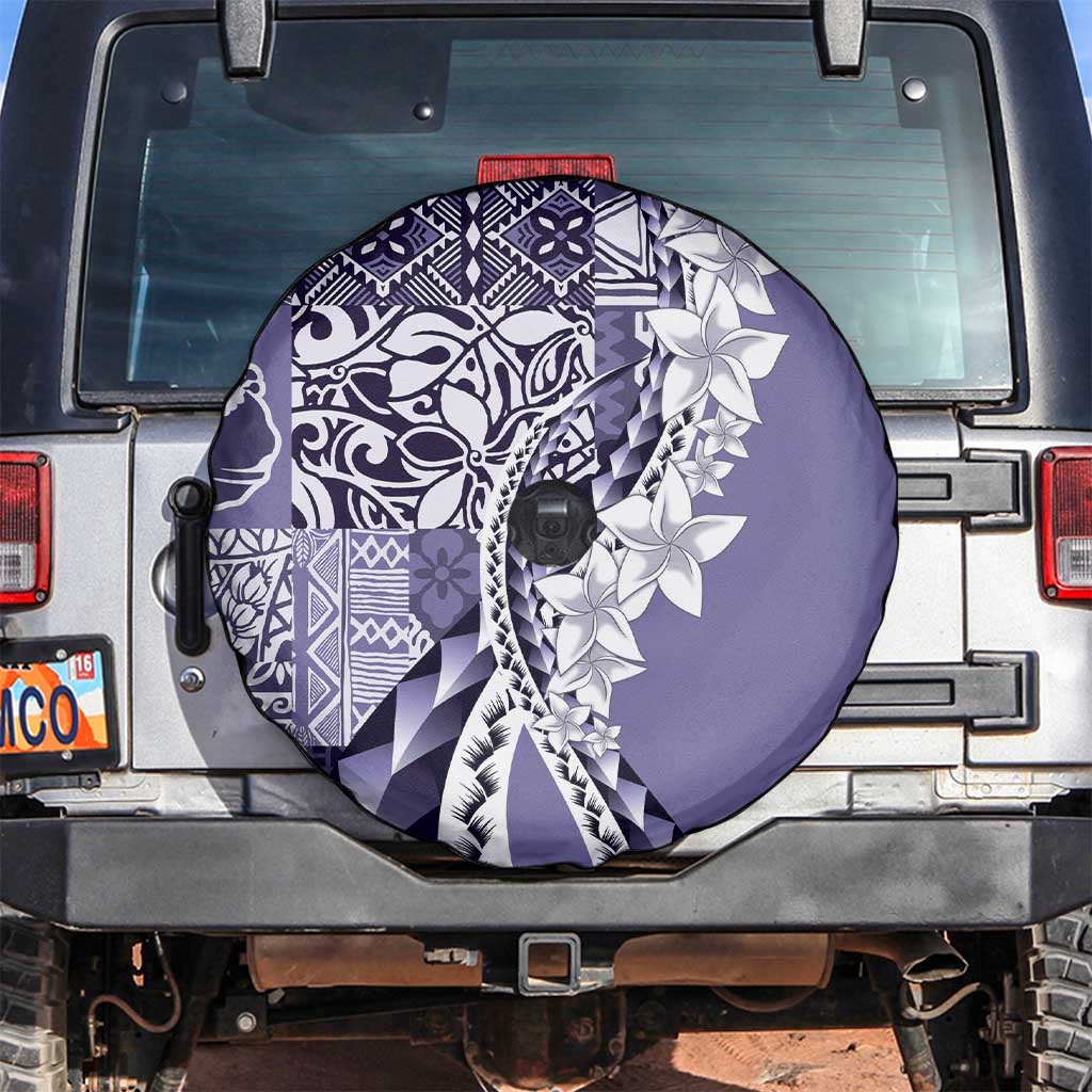 Aloha Vintage Plumeria Hawaiian Tapa Pattern Spare Tire Cover Purple Hawaiian Tapa Pattern - Polynesian Pride