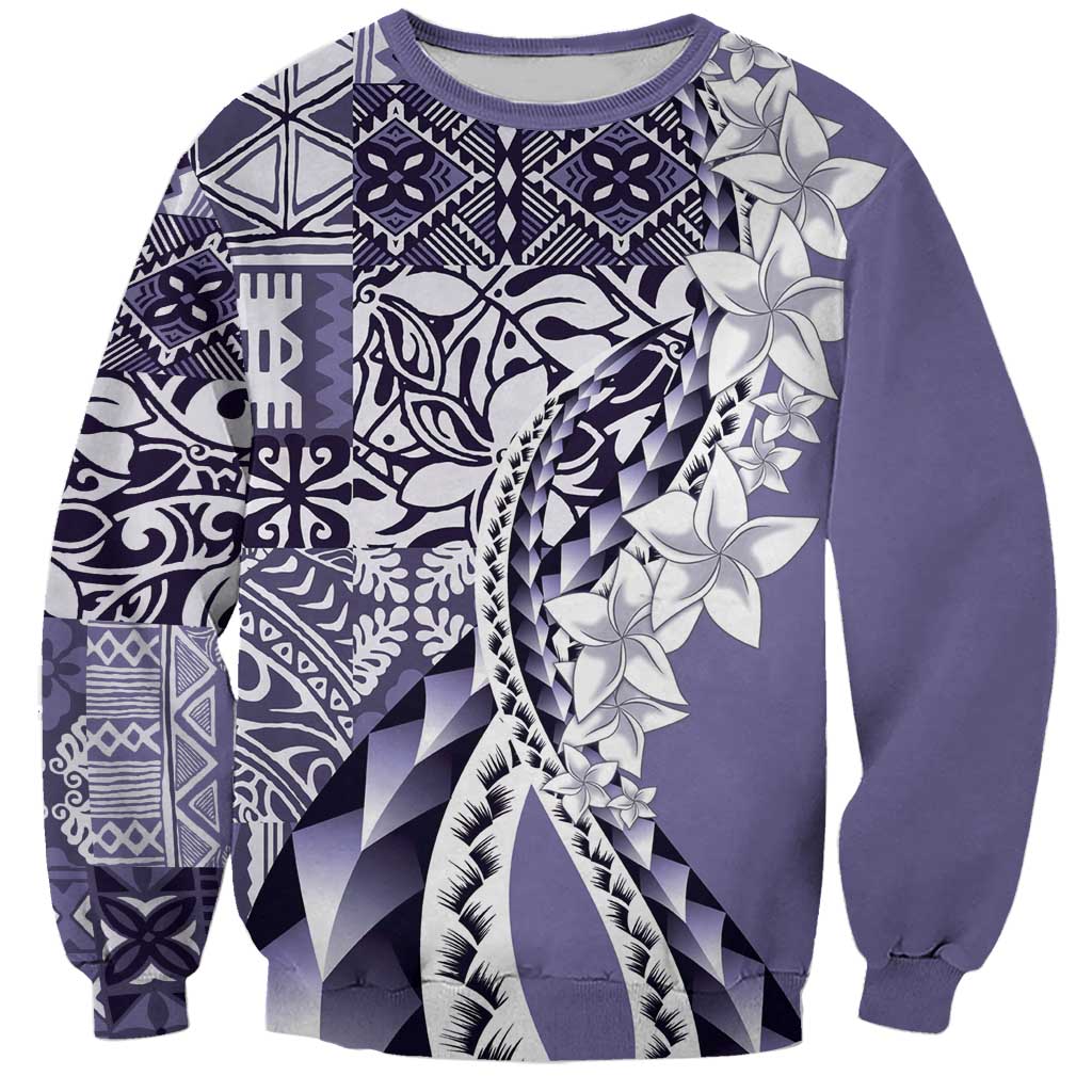 Aloha Vintage Plumeria Hawaiian Tapa Pattern Sweatshirt Purple Hawaiian Tapa Pattern - Polynesian Pride