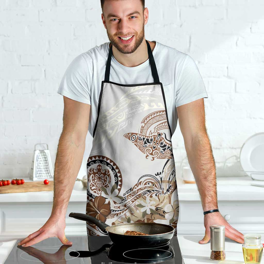 Polynesian Manta Ray Apron Beige Floral Turtle Tattoo - Polynesian Pride