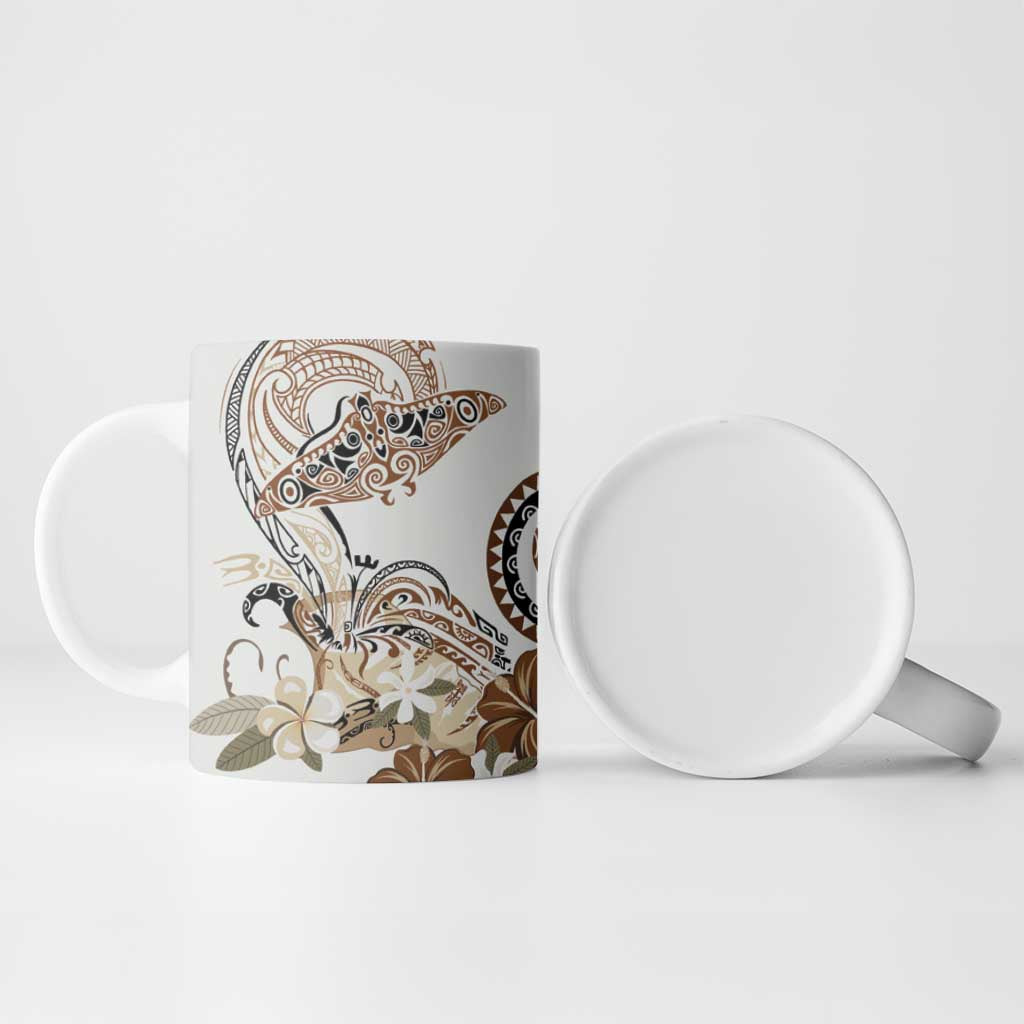 Polynesian Manta Ray Ceramic Mug Beige Floral Turtle Tattoo LT9 - Polynesian Pride