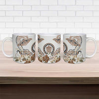 Polynesian Manta Ray Ceramic Mug Beige Floral Turtle Tattoo LT9 - Polynesian Pride