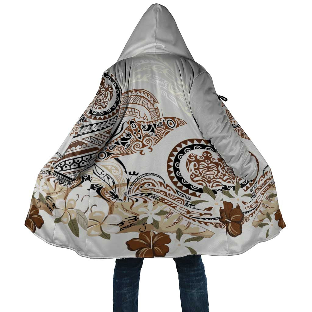 Polynesian Manta Ray Cloak Beige Floral Turtle Tattoo LT9 Unisex Beige - Polynesian Pride