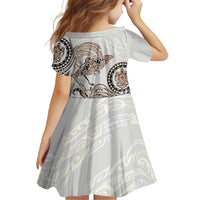 Polynesian Manta Ray Family Matching Summer Maxi Dress and Hawaiian Shirt Beige Floral Turtle Tattoo LT9 - Polynesian Pride