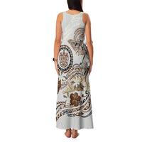 Polynesian Manta Ray Family Matching Tank Maxi Dress and Hawaiian Shirt Beige Floral Turtle Tattoo LT9 - Polynesian Pride