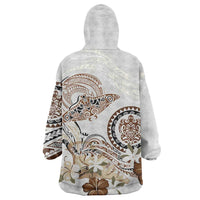 Polynesian Manta Ray Wearable Blanket Hoodie Beige Floral Turtle Tattoo LT9 - Polynesian Pride