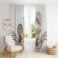Polynesian Manta Ray Window Curtain Beige Floral Turtle Tattoo - Polynesian Pride