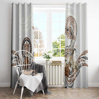 Polynesian Manta Ray Window Curtain Beige Floral Turtle Tattoo - Polynesian Pride