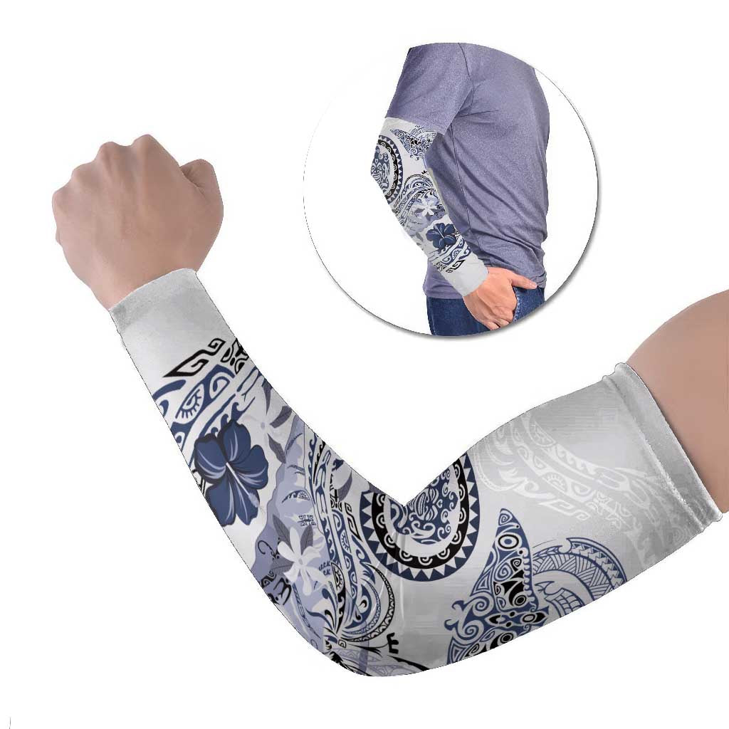 Polynesian Manta Ray Arm Sleeves Blue Floral Turtle Tattoo LT9 Set of 2 Blue - Polynesian Pride