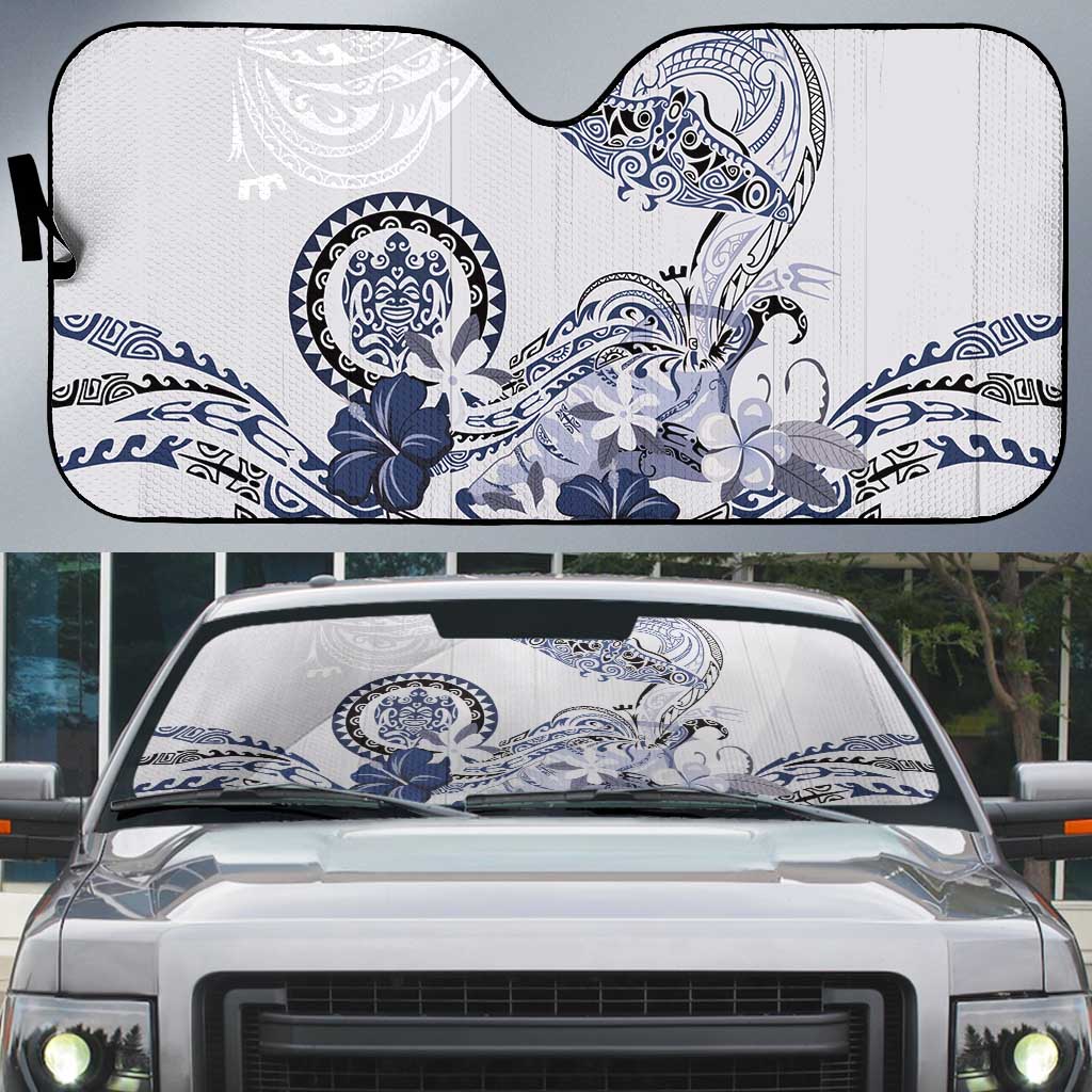 Polynesian Manta Ray Auto Sun Shade Blue Floral Turtle Tattoo LT9 Blue - Polynesian Pride