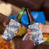 Polynesian Manta Ray 4 in 1 Can Cooler Tumbler Blue Floral Turtle Tattoo LT9 - Polynesian Pride