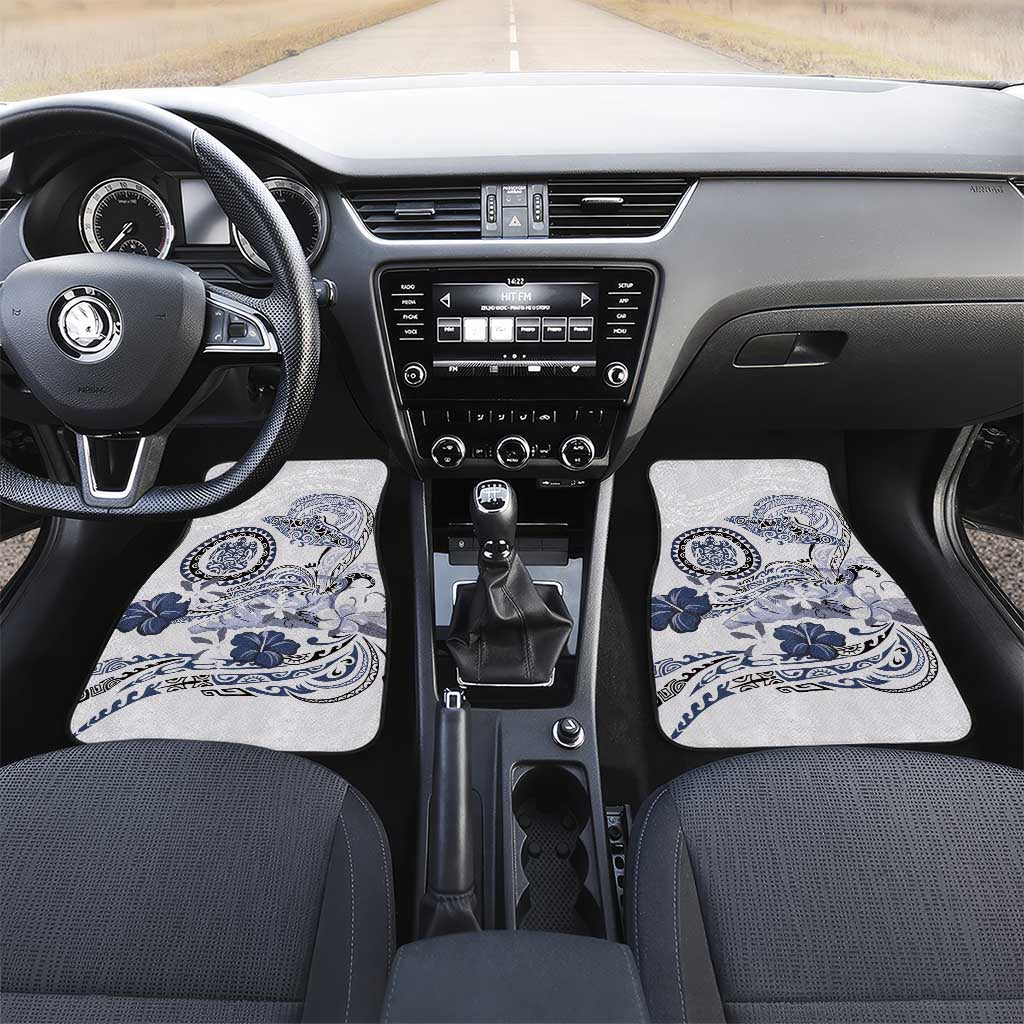 Polynesian Manta Ray Car Mats Blue Floral Turtle Tattoo - Polynesian Pride