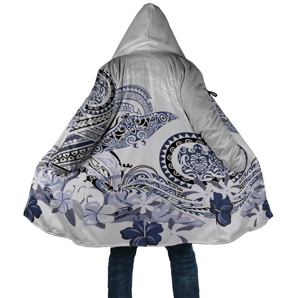 Polynesian Manta Ray Cloak Blue Floral Turtle Tattoo LT9 Unisex Blue - Polynesian Pride