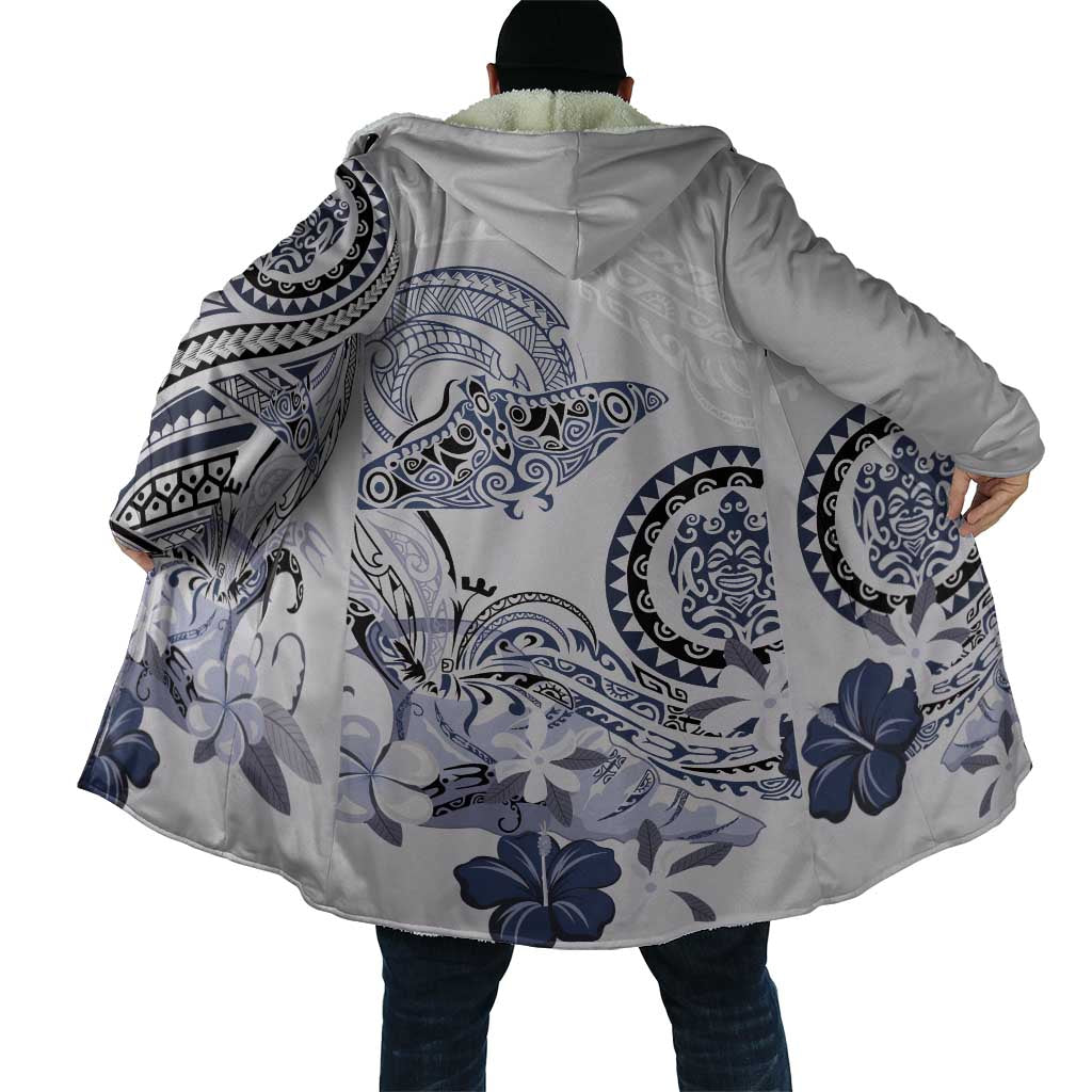 Polynesian Manta Ray Cloak Blue Floral Turtle Tattoo - Polynesian Pride